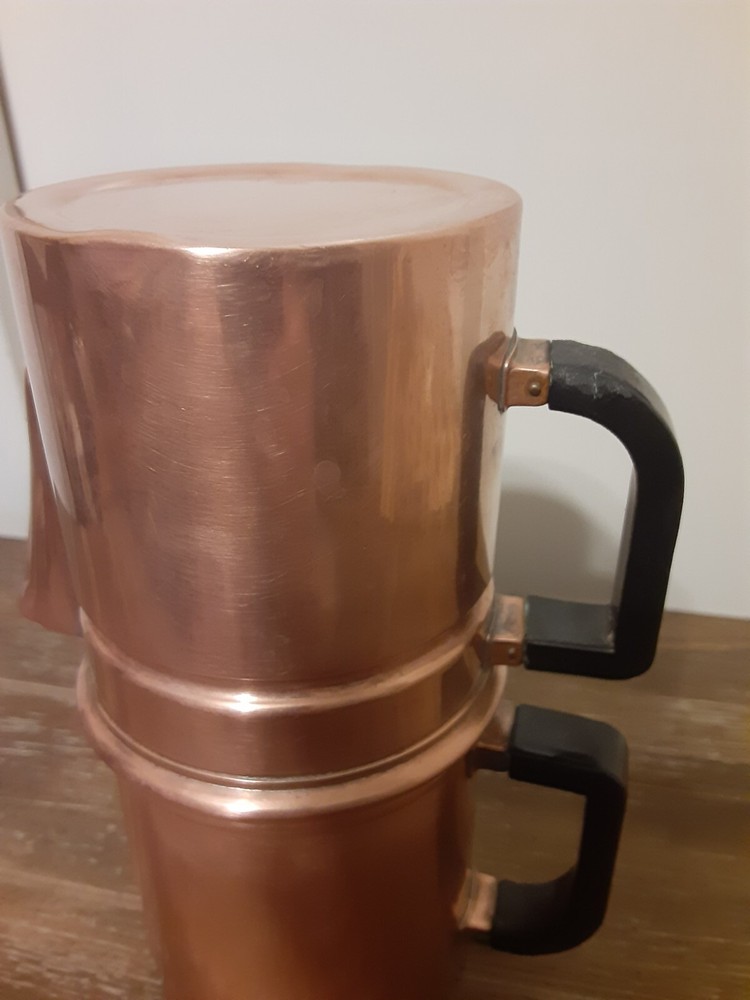 VTG.MCM COPPER 1 CUP COFFEE MAKER STACKED