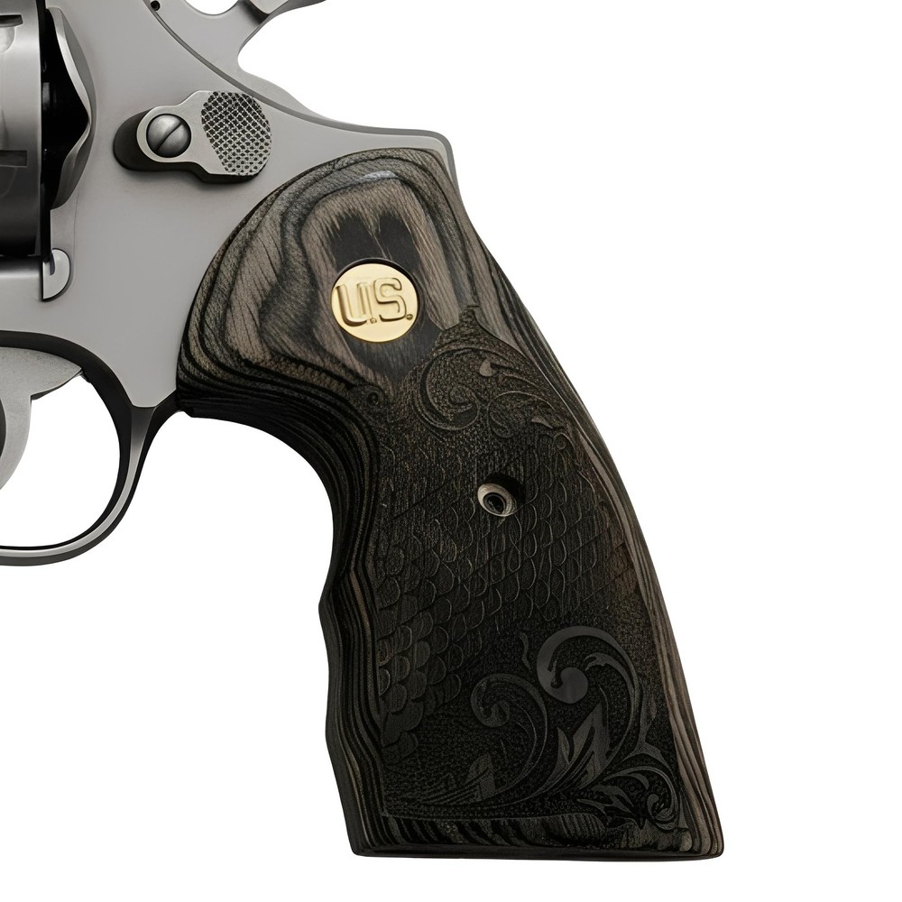 Colt Python Grips Black Rosewood Scroll & Scales Gold U.S. Medallion