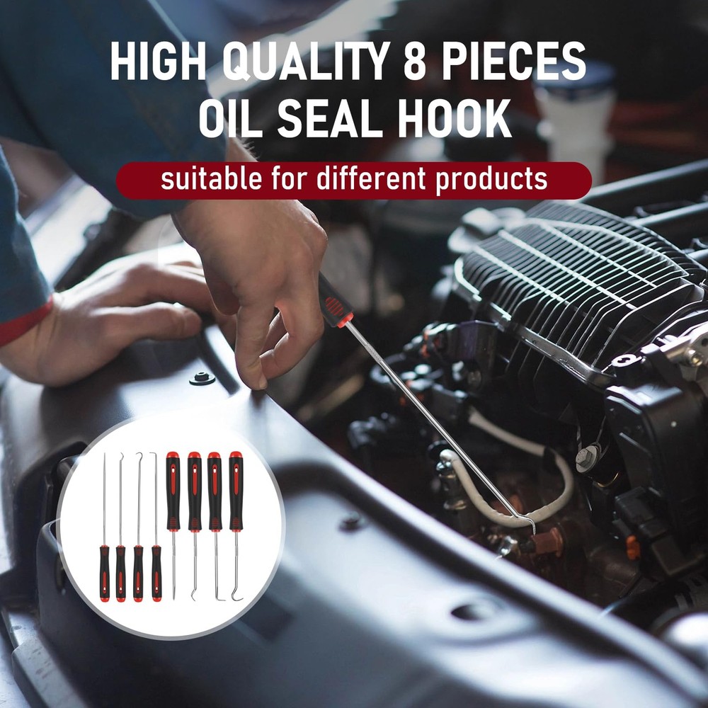 8 Pieces Pick Set, Tool, Precision Automotive Hook Sleeve reddish-black
