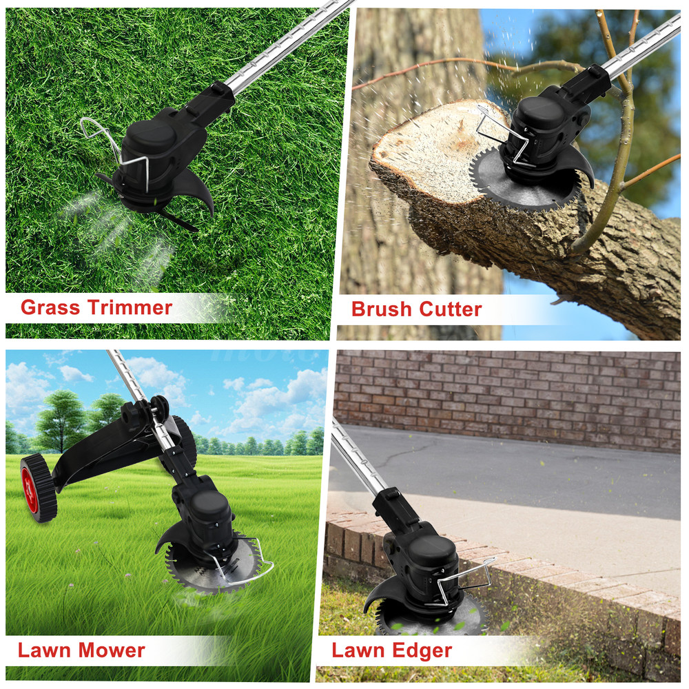 Cordless String Trimmer, Edger Weed Whacker Grass Eater Lawn Cutter w/2*2000mAh