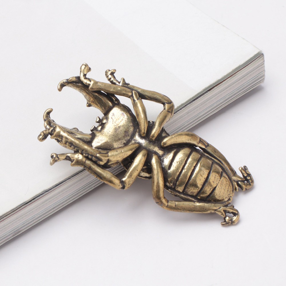 3 IN 1 Solid Brass Beetle Ornaments Simulation Insects Figurines Miniatures Bugs