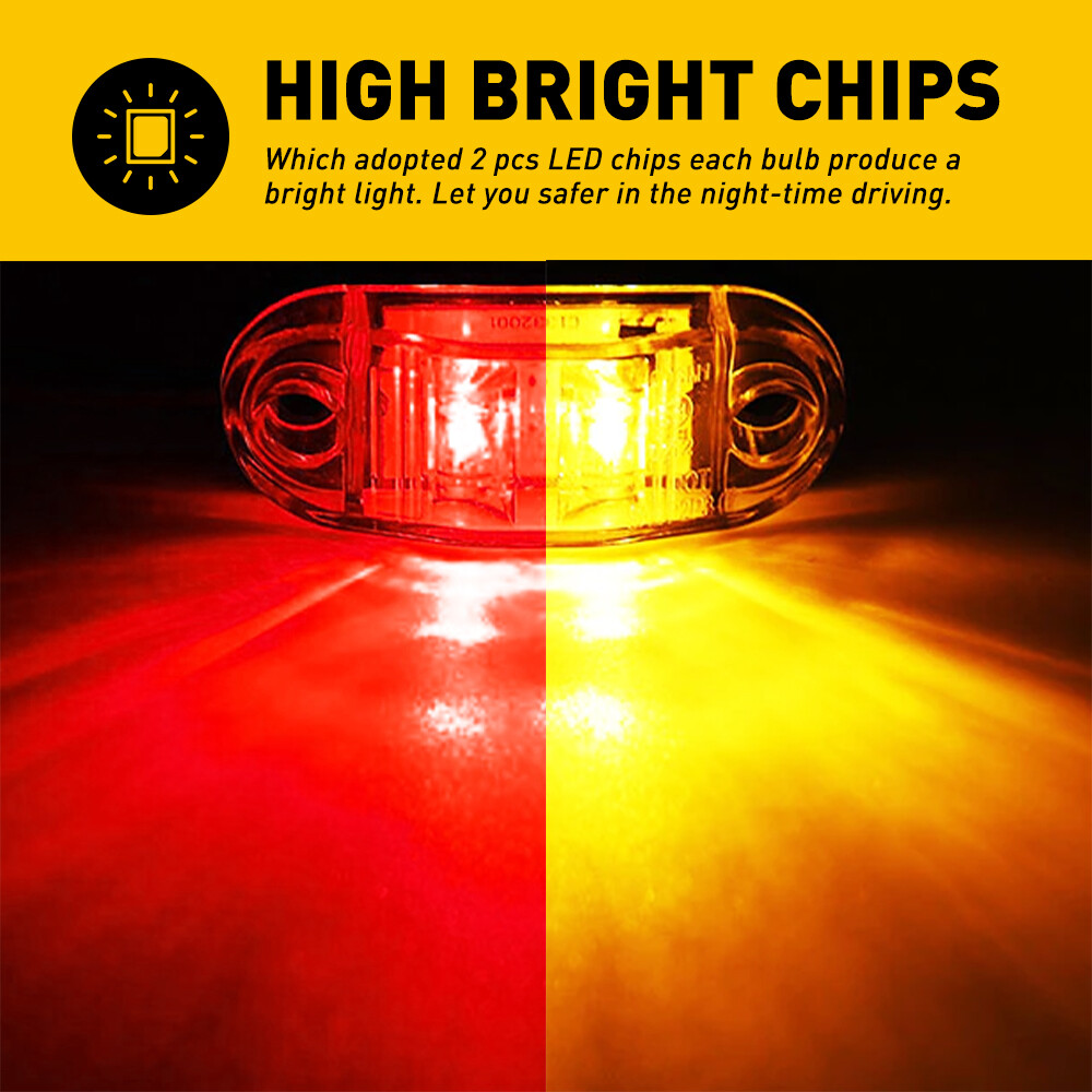 10x LED Side Marker Amber Red Lights Clearance Light Truck Trailer RV Waterproof