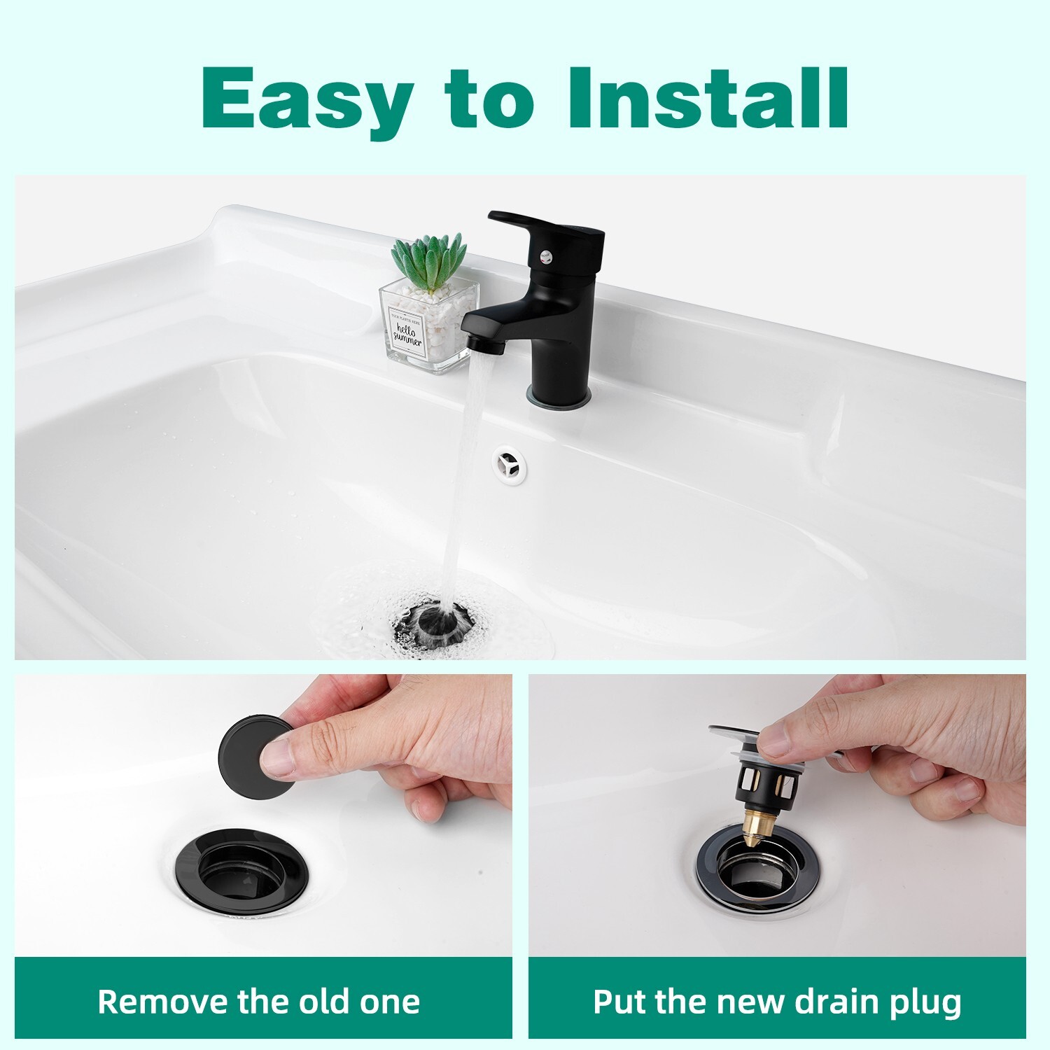 Universal Bathroom Sink Plug Stopper Pop-Up Drain Filter Wash Basin Core Bounce