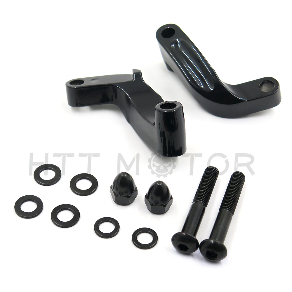 Black Mirror Relocation Extension Adapter Kit For Harley Davidson Motorcycles