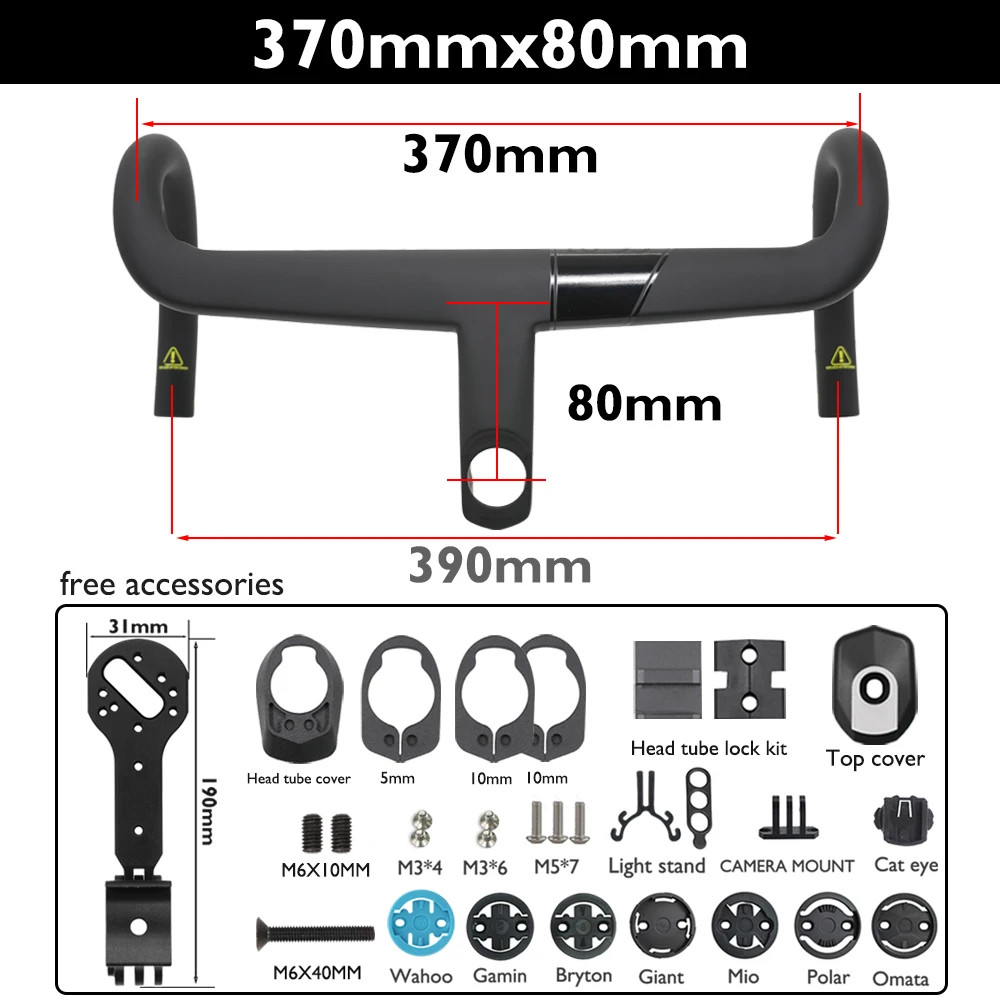 Full Carbon Internal Cable Routing Road Bike Handlebars with Computer Bracket