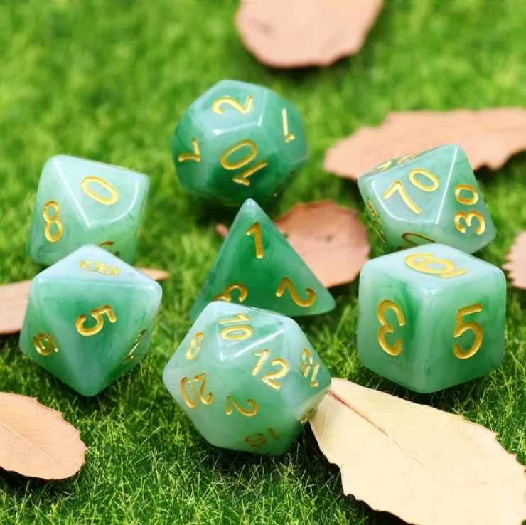 🟢玉 Marbled Jade | 7 Die RPG Set Polyhedral DND Dungeons Dragons Pathfinder B