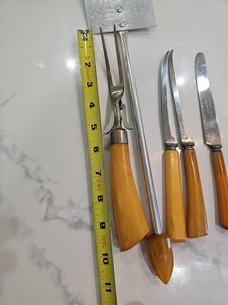 Butterscotch Bakelite Misc. Kitchen Utensils. Some SS.