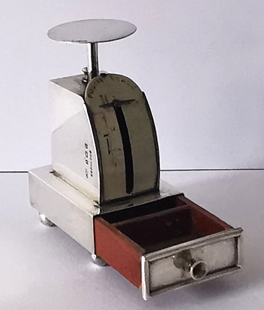 Solid Silver Postal Scales & Double Stamp Box Combi - Birm. 1907.