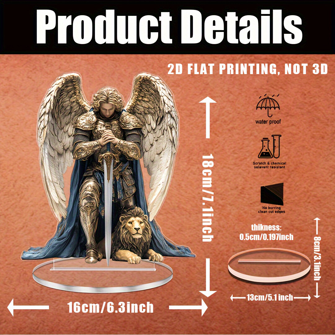 1pc Archangel Michael Acrylic Desktop Decoration Perfect Religious Angel Statue