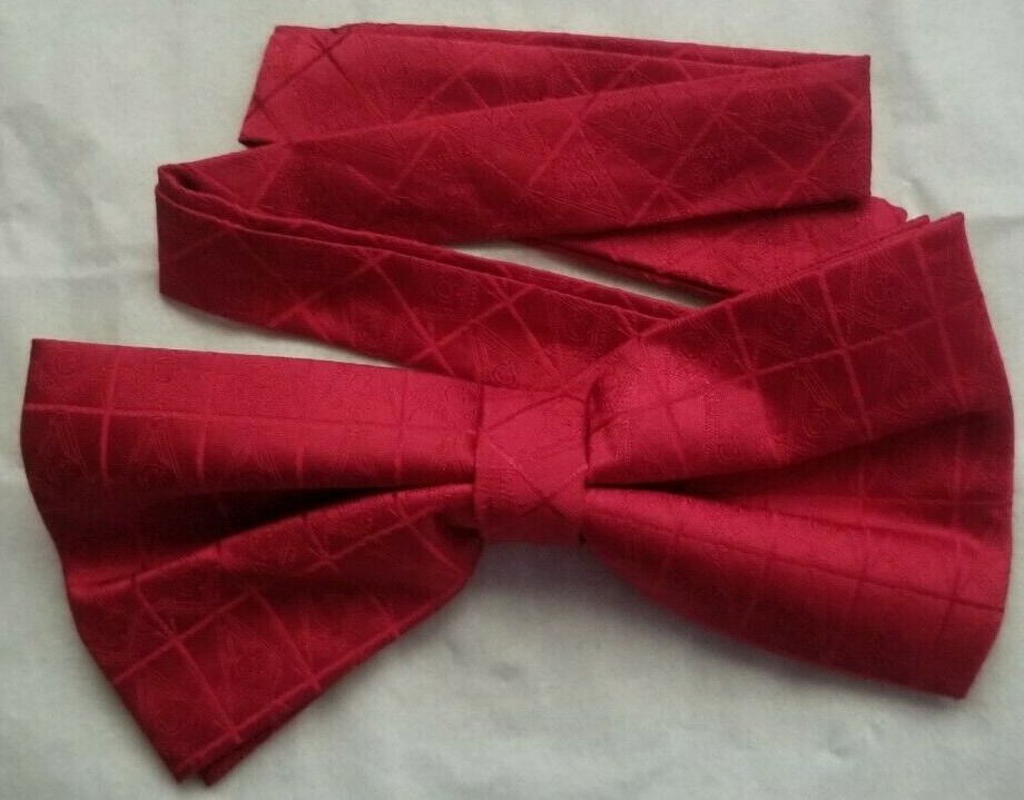 Bow Tie Red with hidden Square and Compass Masonic Mason