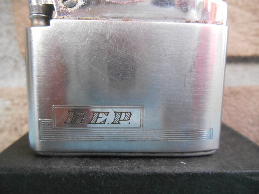 VINTAGE RONSON ADONIS AUTOMATIC CIGARETTE LIGHTER. D.E.P. WEDDING DAY 8-17-56