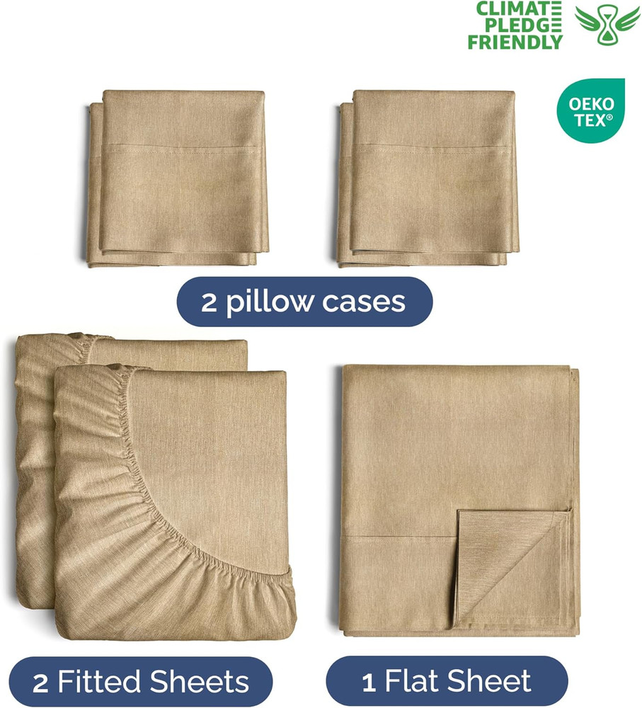Extra Deep Split King Sheet Set - 7 Piece Breathable & Cooling Sheets - Hotel Lu