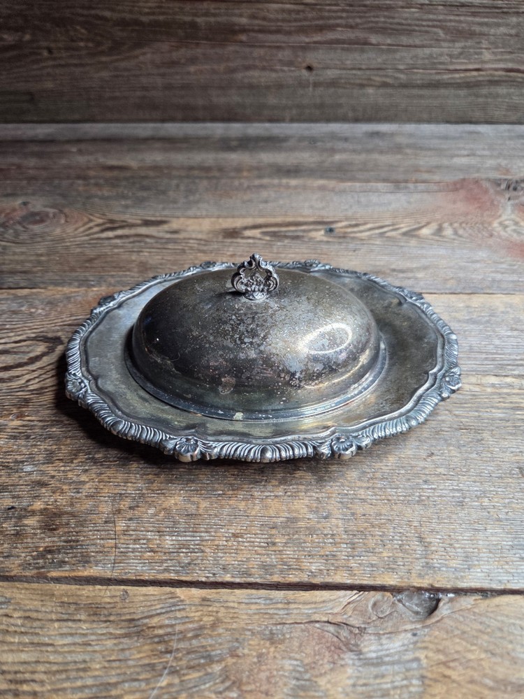 Vintage Sheridan Silver Plated Butter Dish