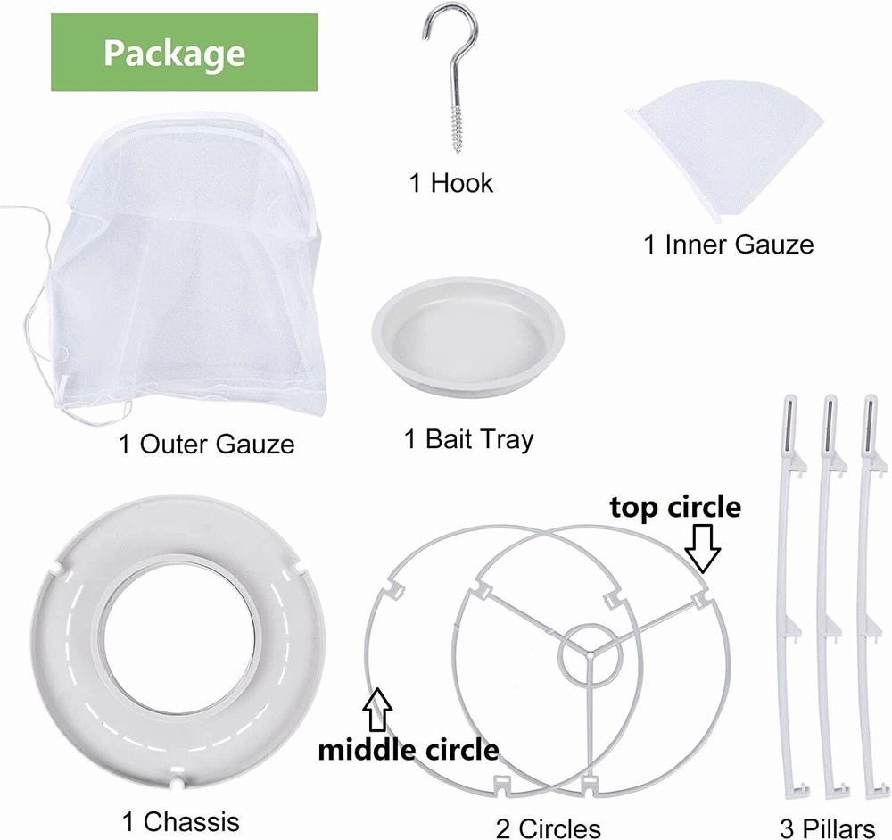 Trap Ranch Fly Cage Reusable Fly Catcher Killer Net Pest Bug Insert Auto Catch