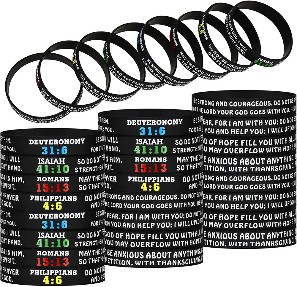 32 Pcs Bible Verse Bracelets Christian Scripture Bracelets Bulk Rubber Religious