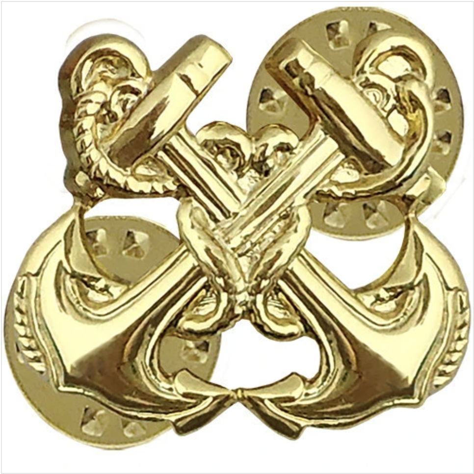 GENUINE U.S. COLLAR DEVICE: BOATSWAIN - GOLD