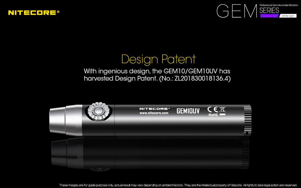 Nitcore GEM10UV GEM IDENTIFICATION Flashlight w/NL183 Battery + UM10 Charger