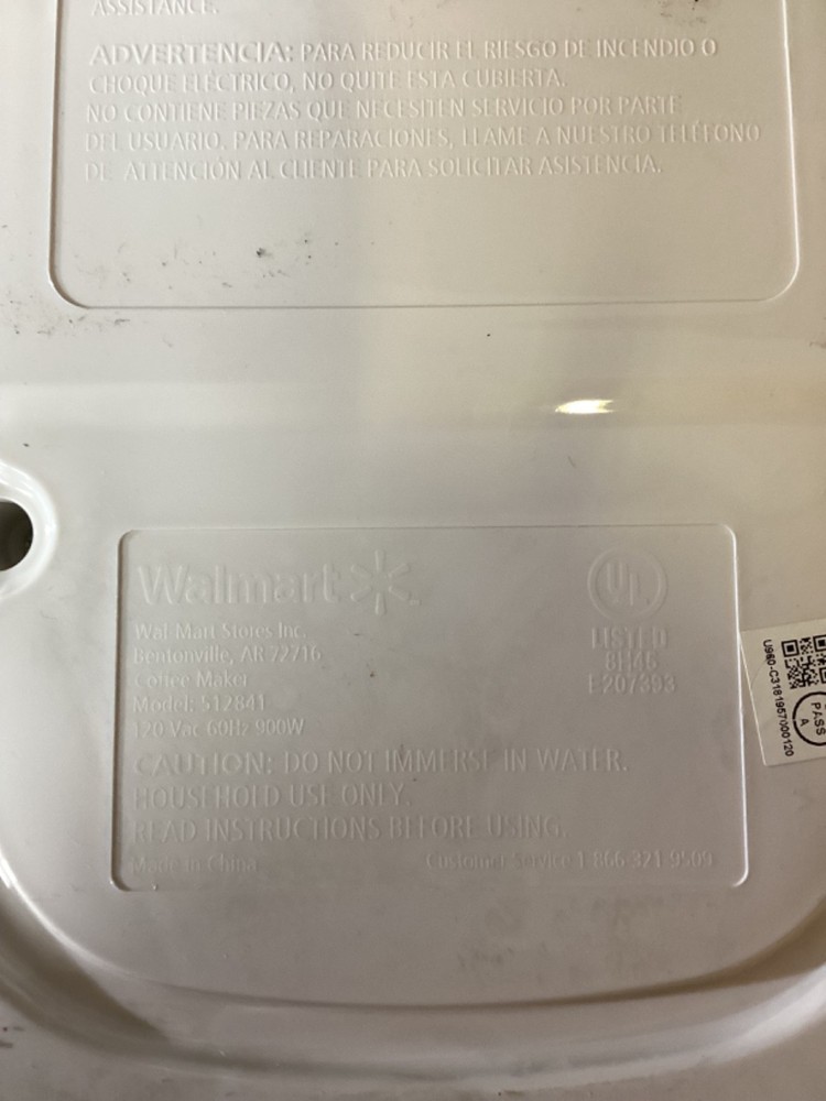 Walmart-White 12 Cup Drip Coffee Maker Model: 512841 - TESTED in EUC