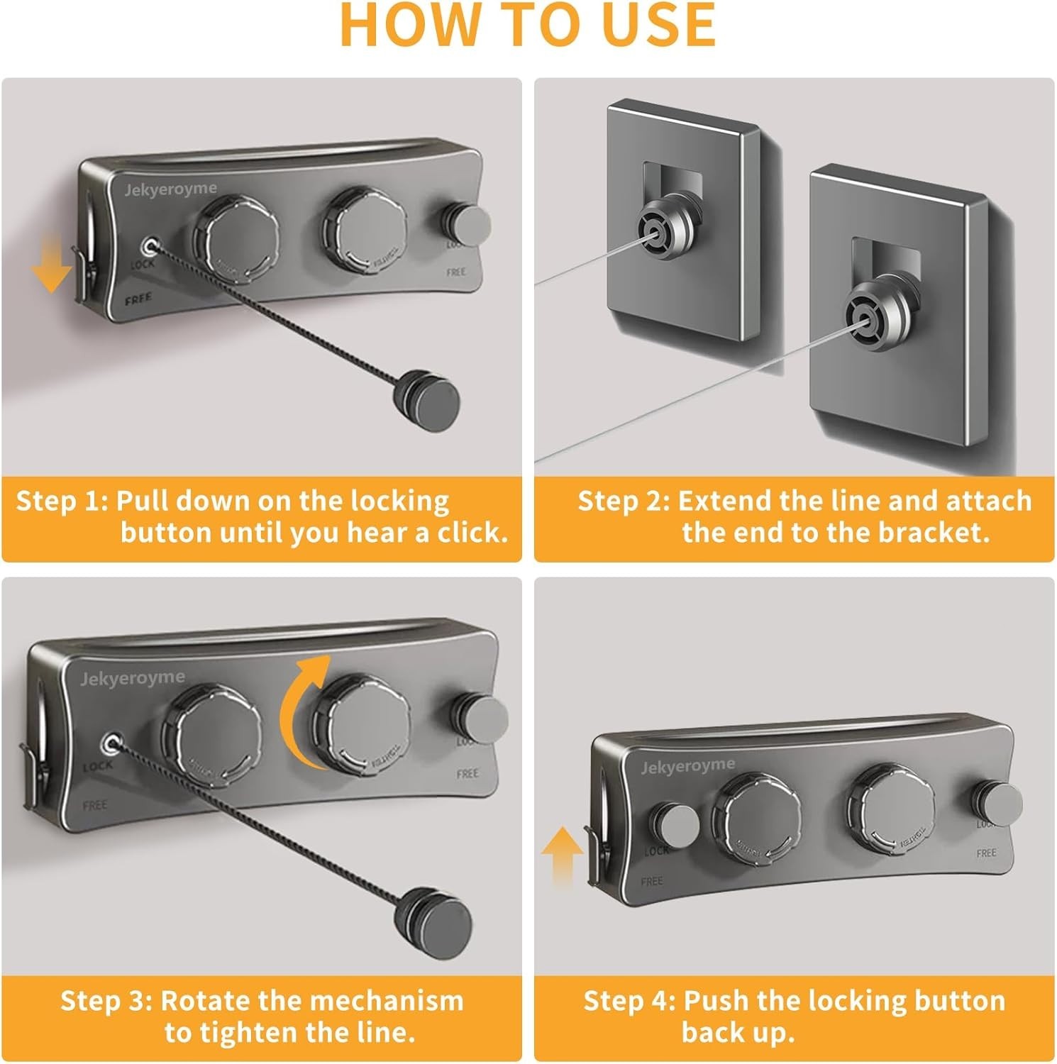 Retractable Clothesline Indoor Outdoor 16.7 Ft Stainless Steel Wall Mounted D...