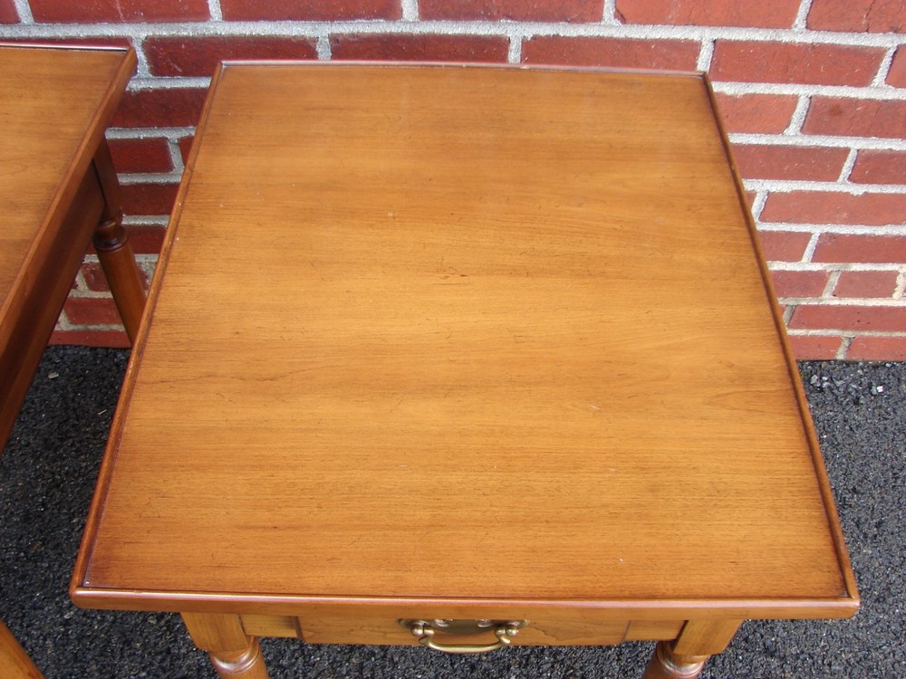 PAIR STATTON SOLID CHERRY ONE DRAWER END LAMP TABLES