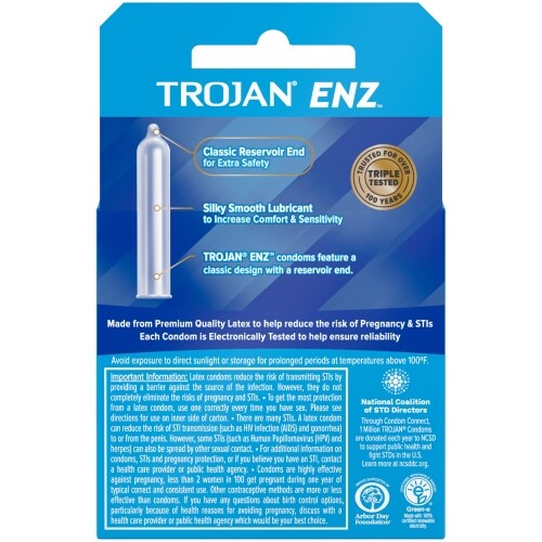 3 Pack Trojan Enz Condoms Lubricated Latex 3 Each