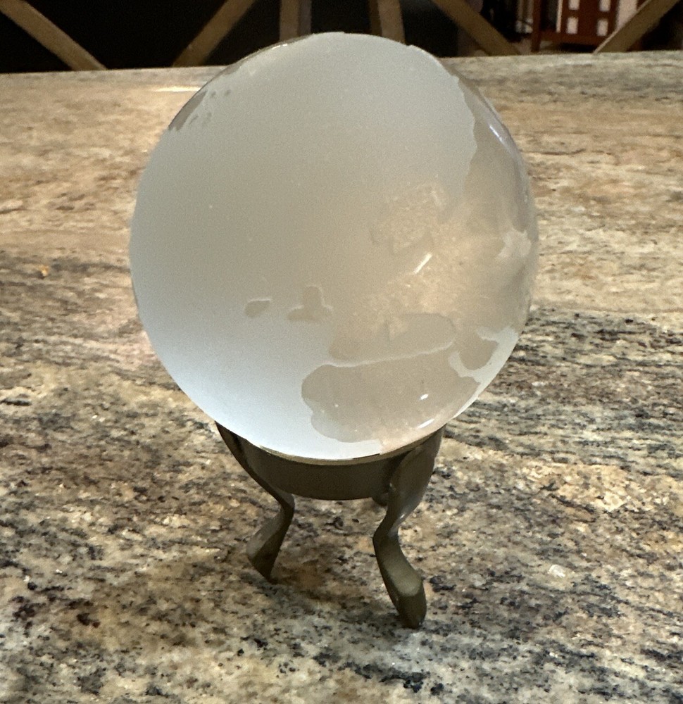 Frosted Glass Globe On Brass Stand