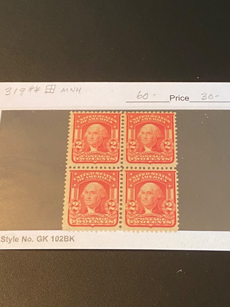 US #319 Four- Two Cent Washington Postage Stamp, SCV 60