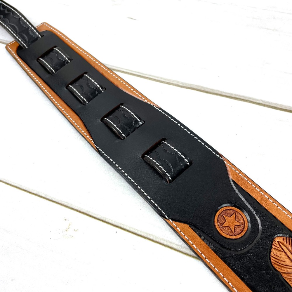 Walker & Williams LCT-21 Handmade Leather Strap Eagle & Feather Design