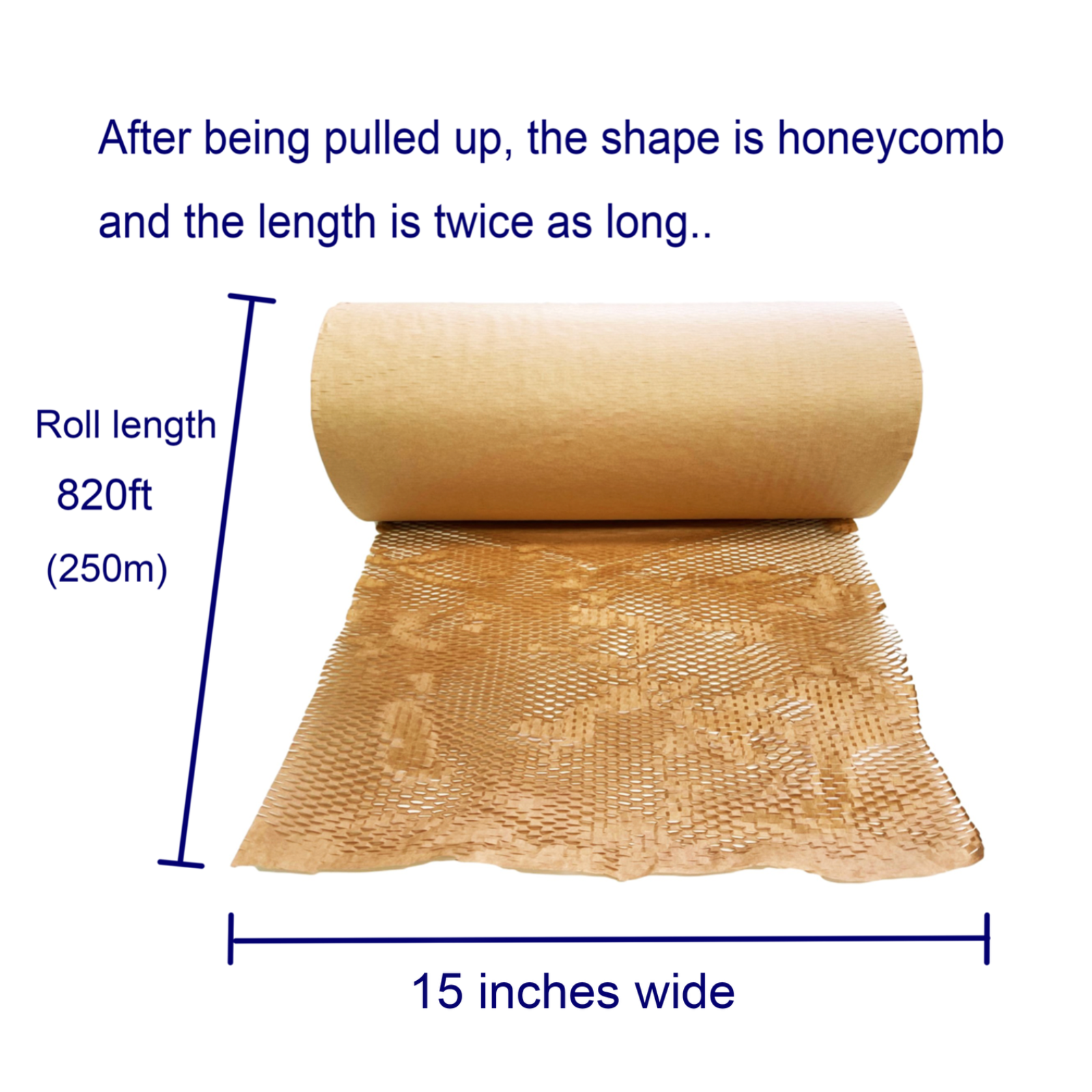 Honeycomb Packing Paper 15" W X 820 Ft Cushioning Packing Roll Recycled Material
