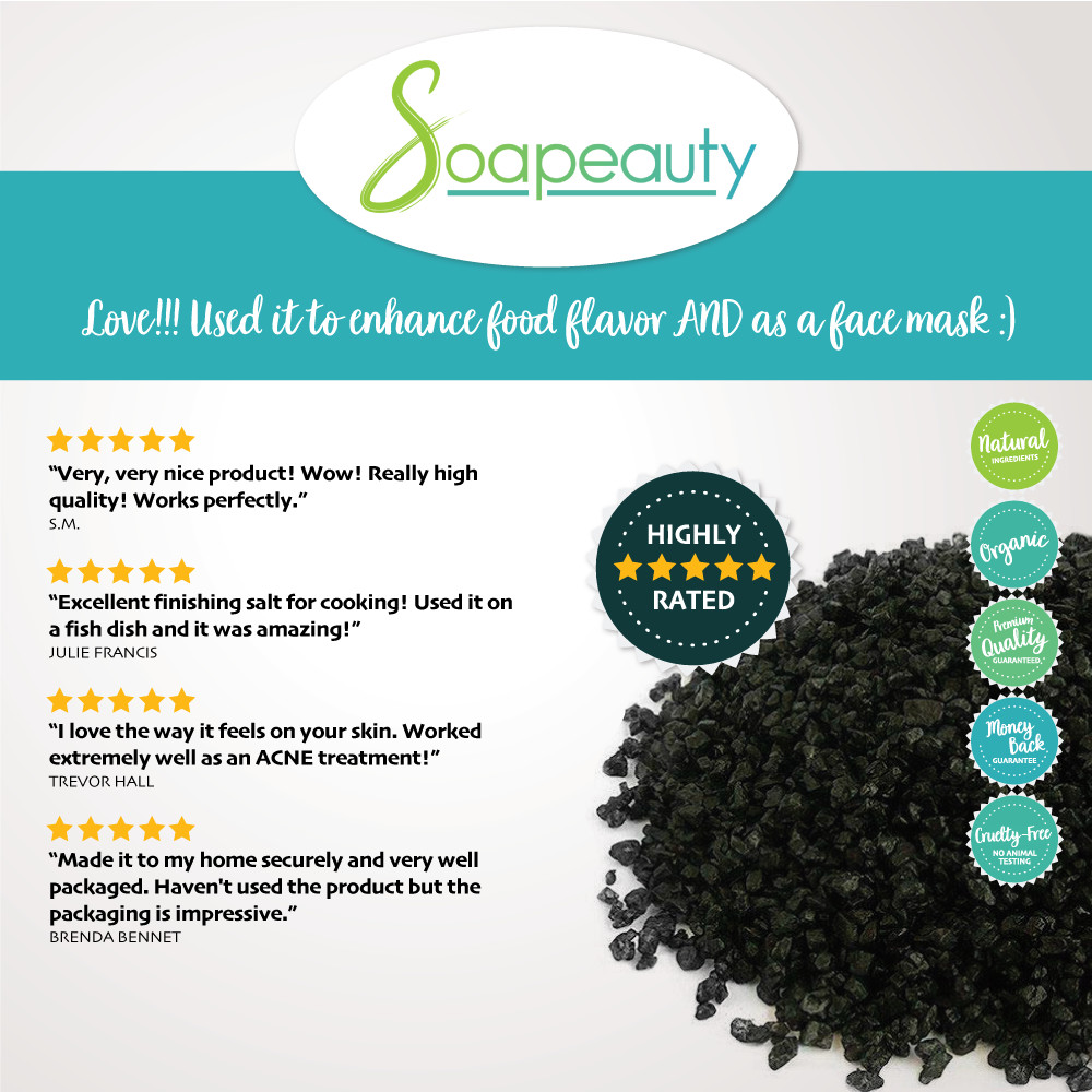 Hawaiian Black Lava Sea Salt Gourmet 100% Natural Premium Fine Grain