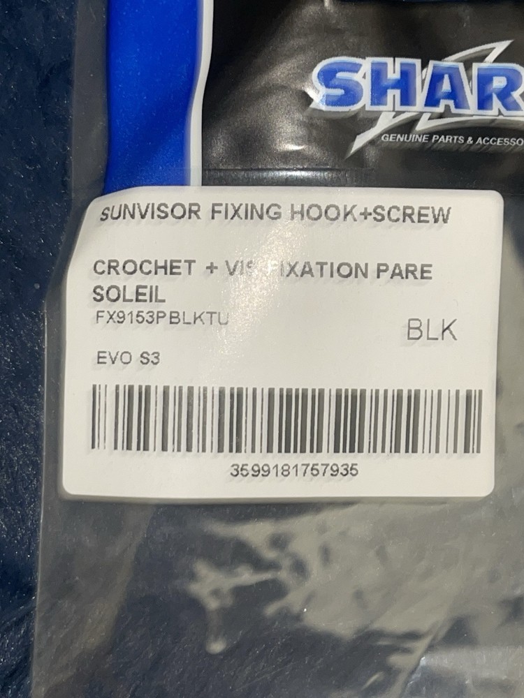 Shark Evo S3 Sun Visor Fixing Hook + Screw