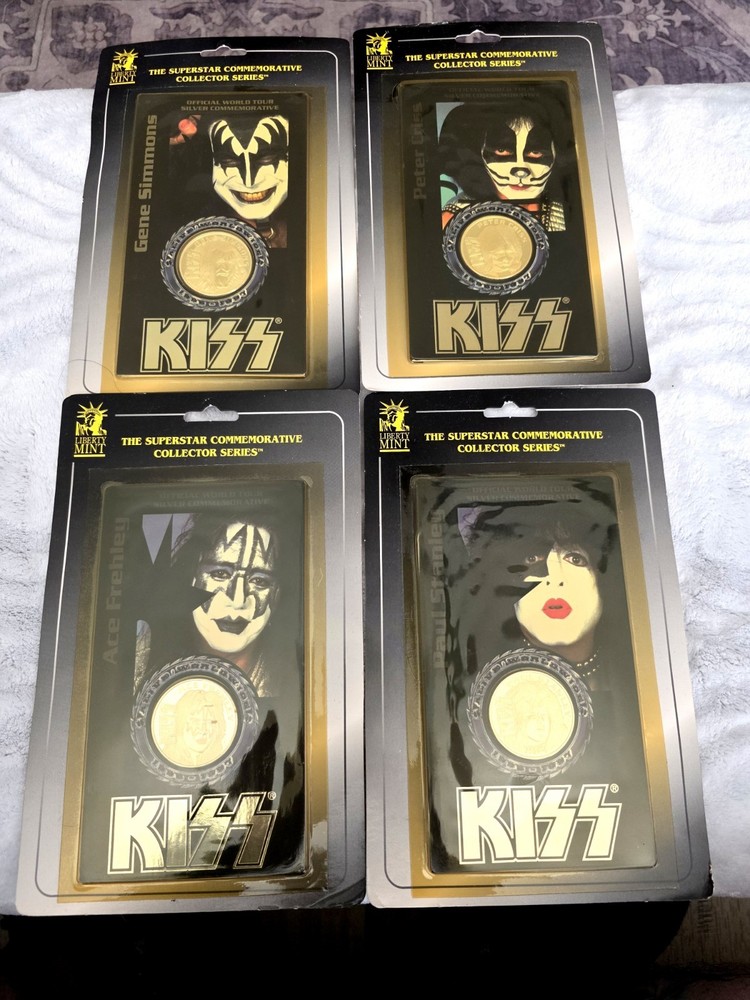 KISS " Liberty Mint " Gene Paul Peter Ace Rare .999 Silver Coin set 1997 Sealed