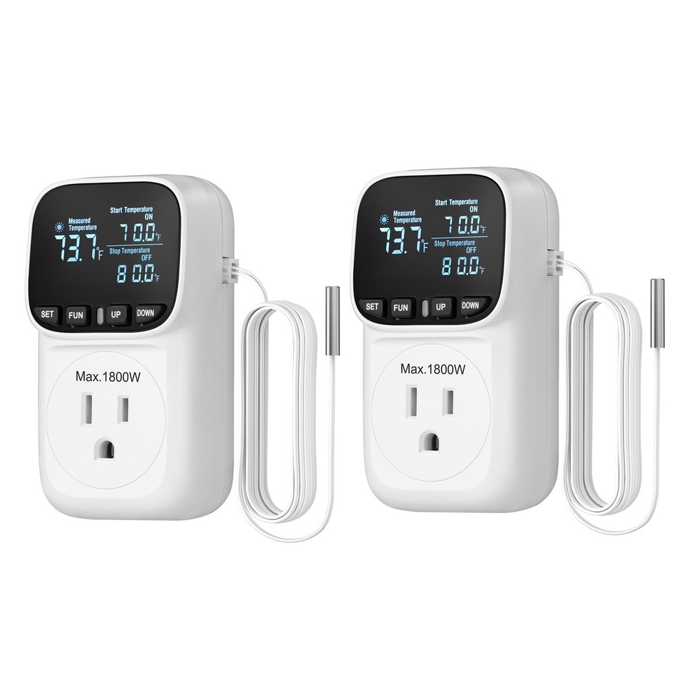 DEWENWILS 2 Digital Temperature Controller,Thermostat Outlet Plug,Cyclic Timing