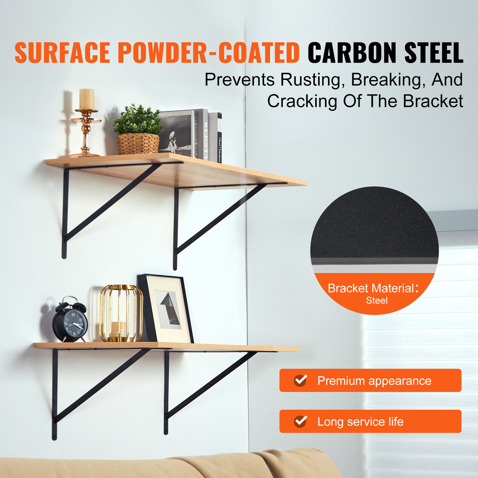 VEVOR Shelf Bracket 18 x 12in 12Pcs Heavy Duty Floating Shelf Brackets Triangle