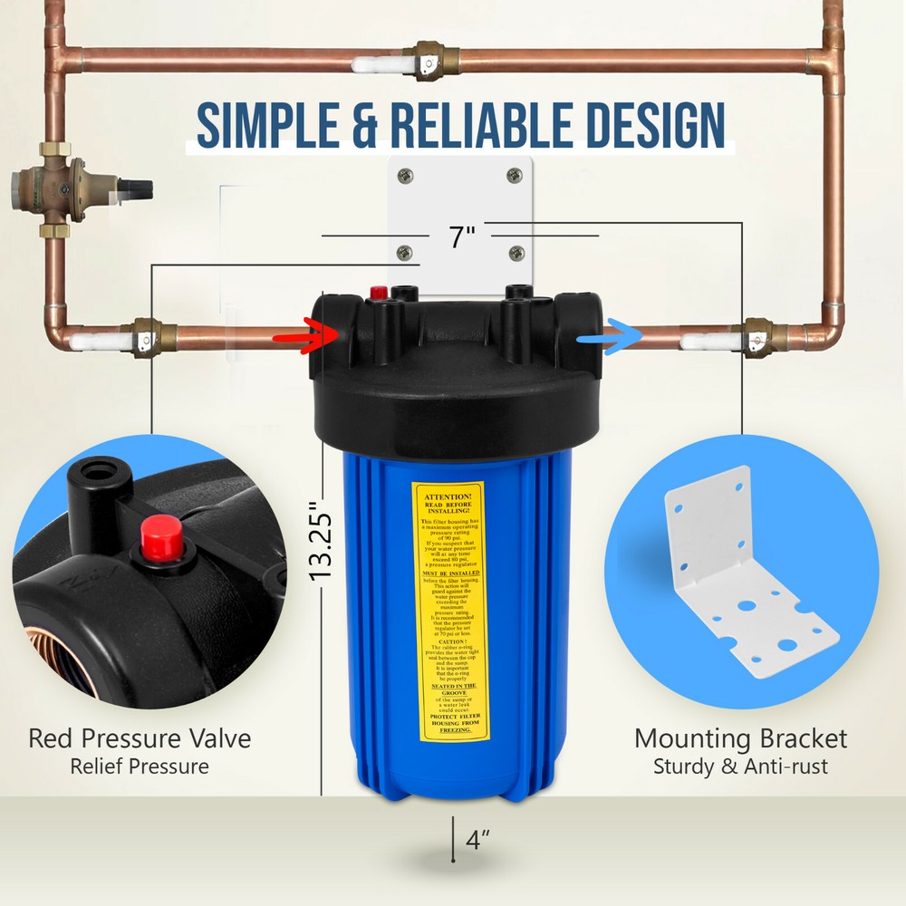 High Capacity Blue Whole House Water Filter System with Sediment Filter