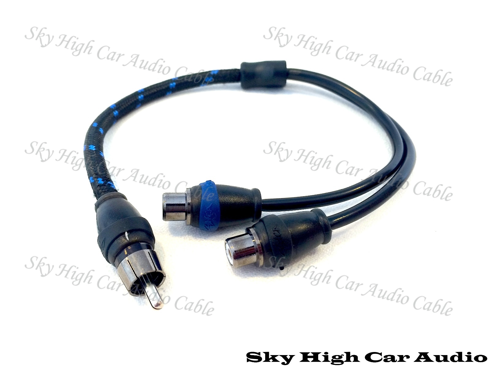 Sky High Car Audio RCA Y Splitter Cables 2F1M Two Female One Male Triple Shield