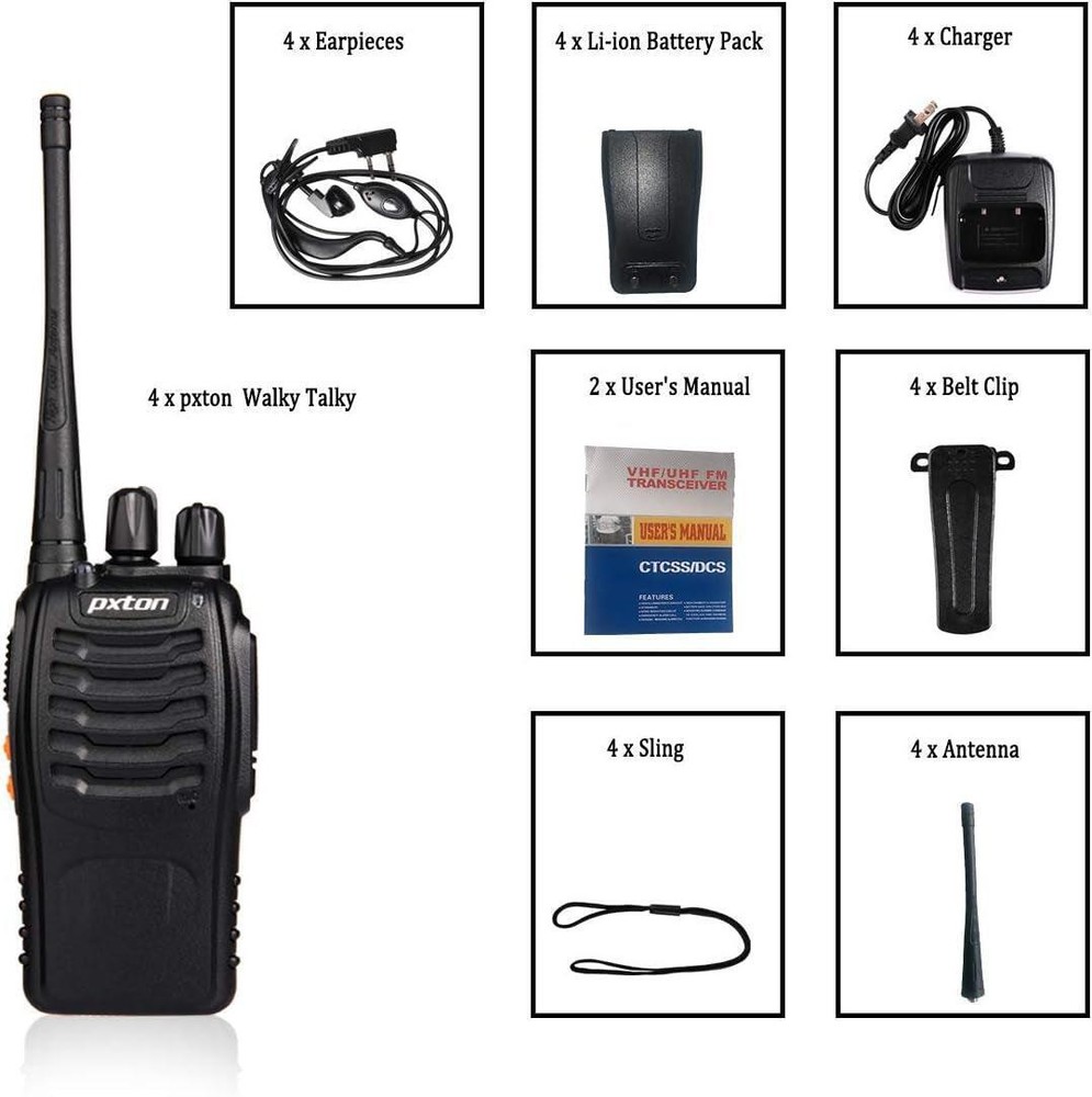 Pxton Long Range Walkie Talkies with Earpieces