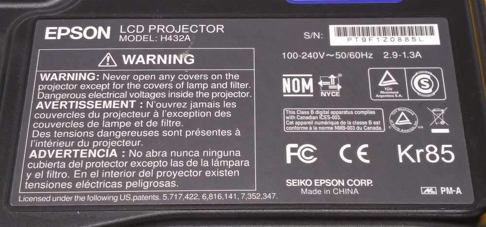 ⭐️⭐️⭐️⭐️⭐️ Epson VS310 Model H432A LCD Desktop Projector