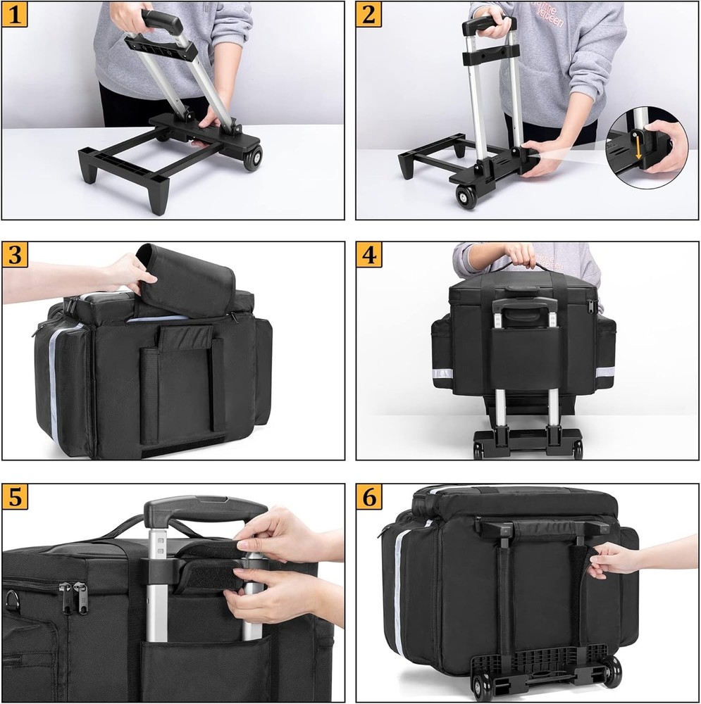 Rolling Medical Bag with Reflective Strips and Multiple Compartments