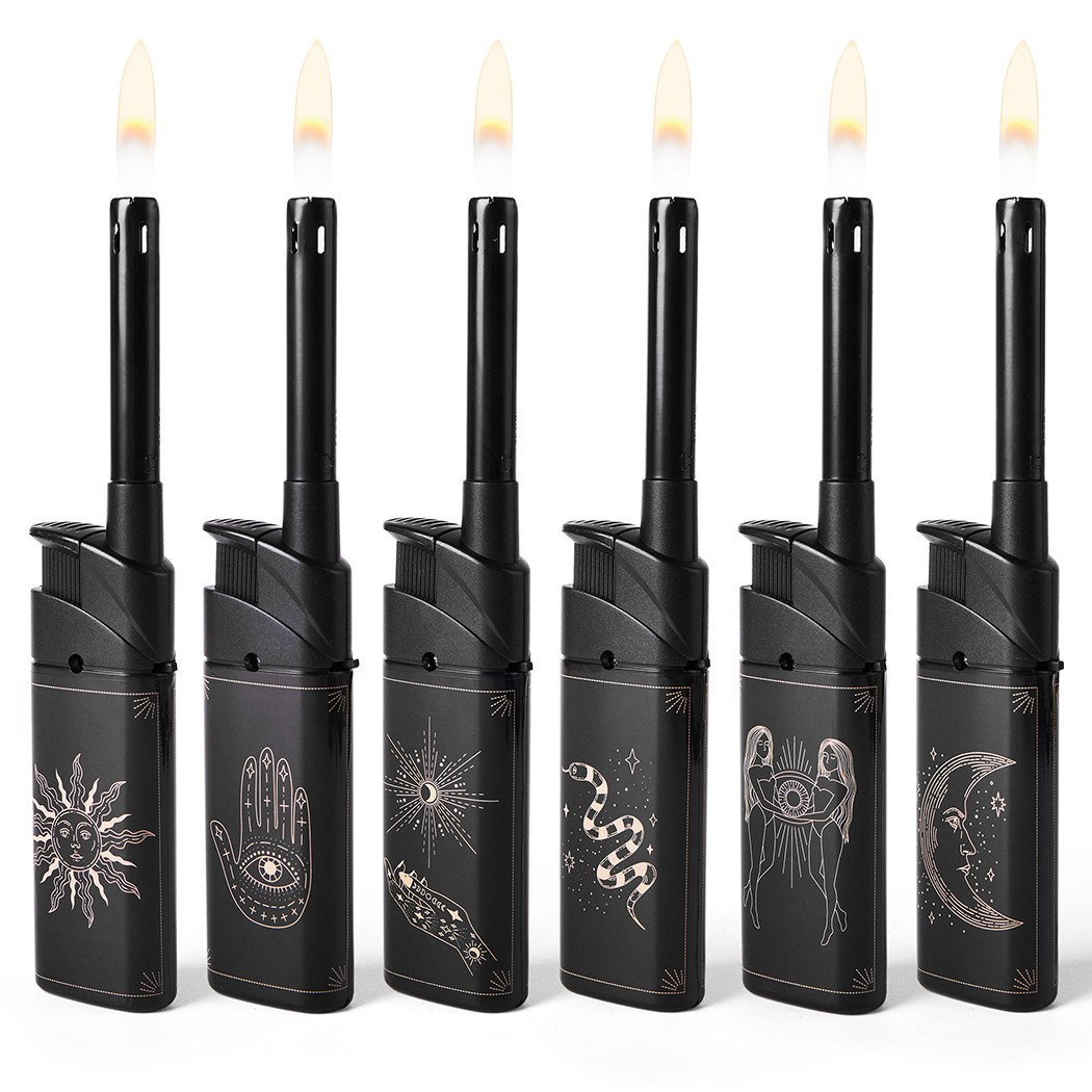 (Pre-Filled) 6PCS Multipurpose Candle Lighter Refillable Long Wand Lighters