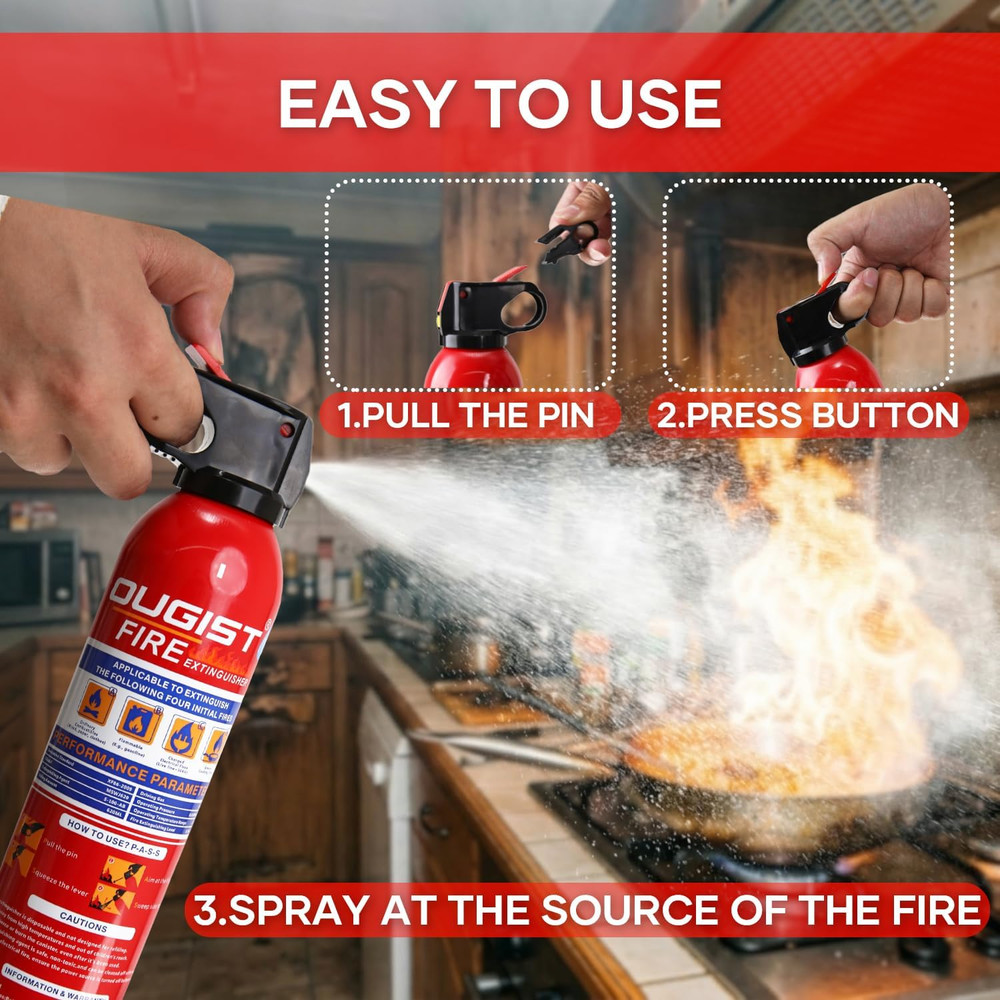 Multipurpose Fire Extinguisher (4 Pack, 21Oz Each) with Wall Mount Bracket, Wate