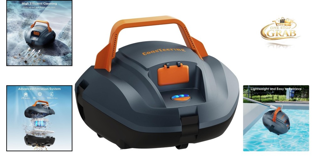 Cordless Robotic Pool Cleaner for Above Ground Pools 100 Min Runtime