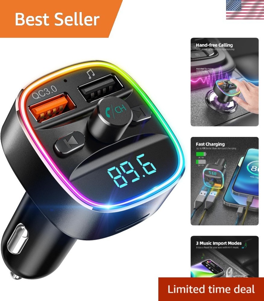 Hands-Free Bluetooth Car Adapter & MP3 Player with LED Lights and Quick Charge