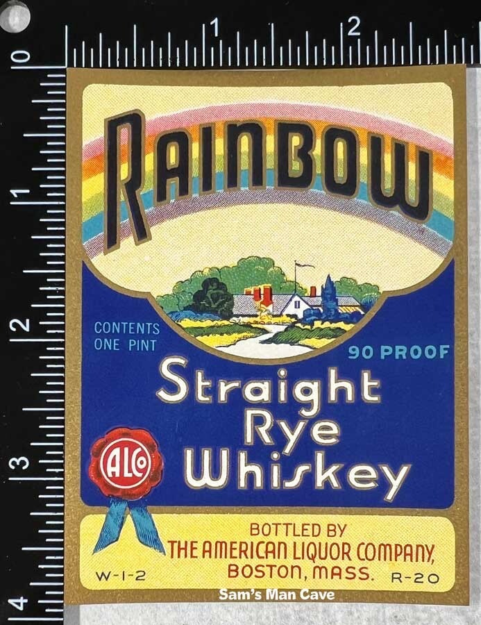 Rainbow Straight Rye Whiskey Label - MASSACHUSETTS