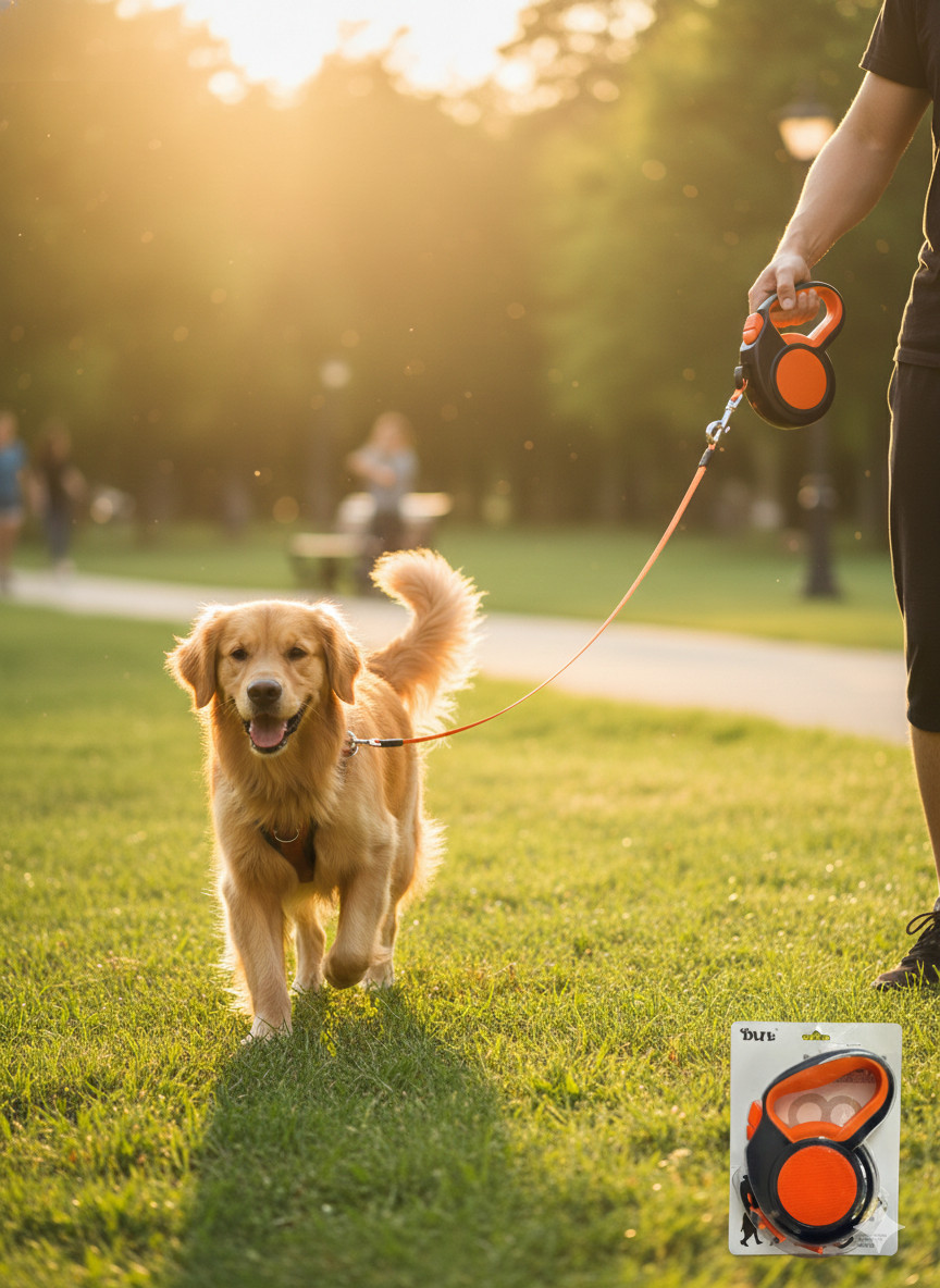 8M Retractable Dog Leash Heavy Duty 30KG Extension Lead - Orange/Black
