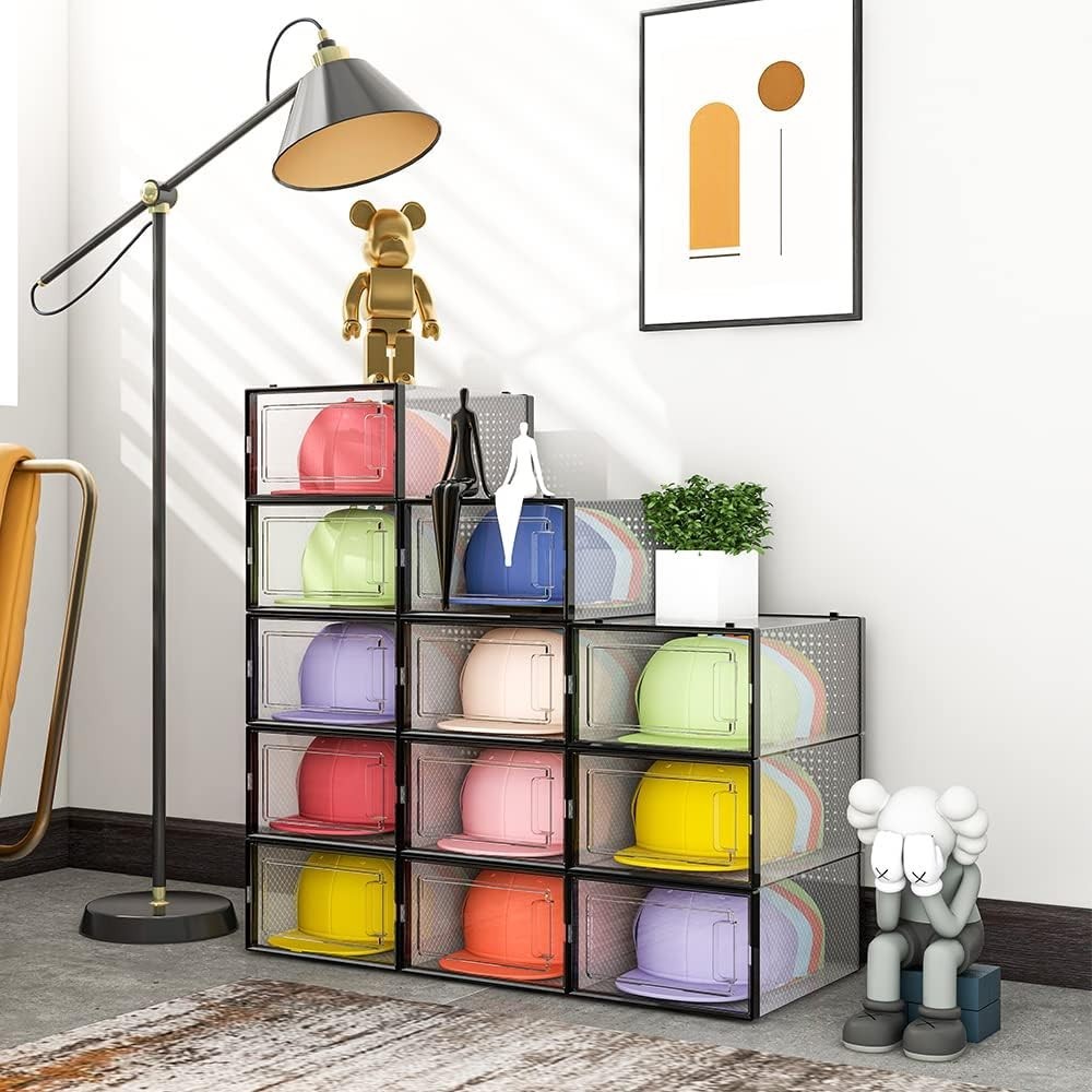 Hat Organizer for Baseball Caps, Hat Storage Box Showcase, Baseball Caps Coll...