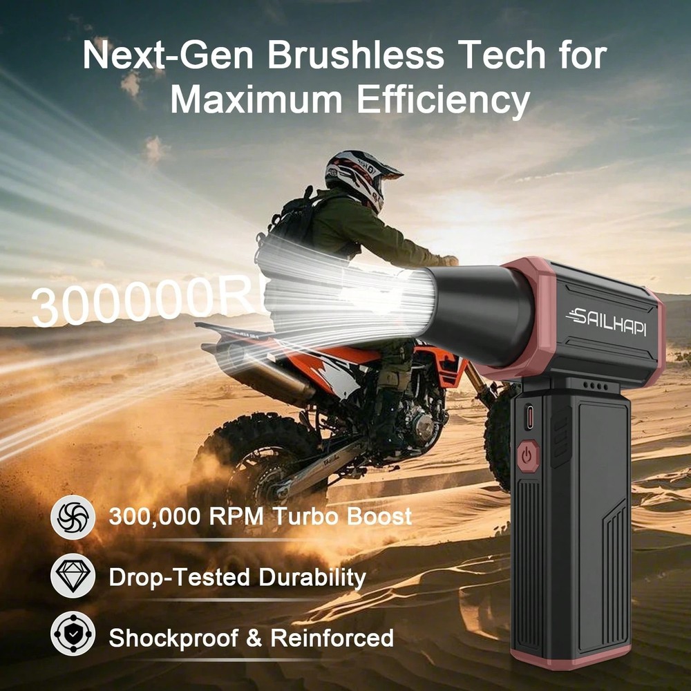 Electric Air Duster cordless brushless blower variable speed barber PC/keyboard