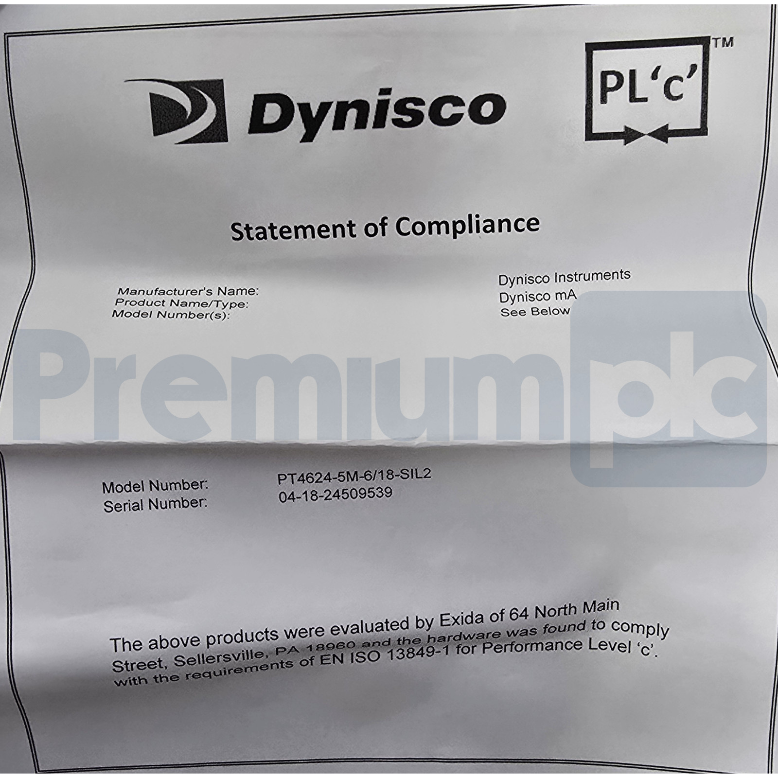 Dynisco PT4624-5M-6/18-SIL2 PT46X4 Pressure Sensor w/SIL2 0-5000psi 4-20mA NSMP