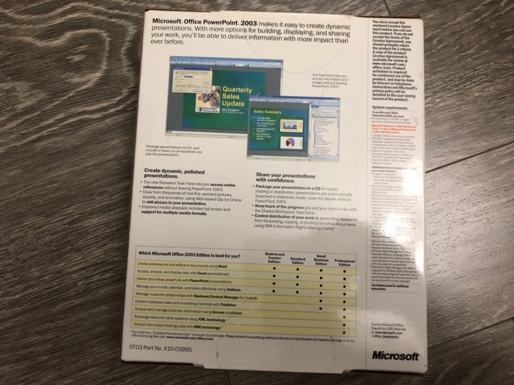 Microsoft PowerPoint 2003 Boxed Factory Sealed