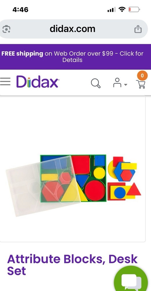 Didax Attribute Blocks Desk Set Geometric Shapes Learning Toy